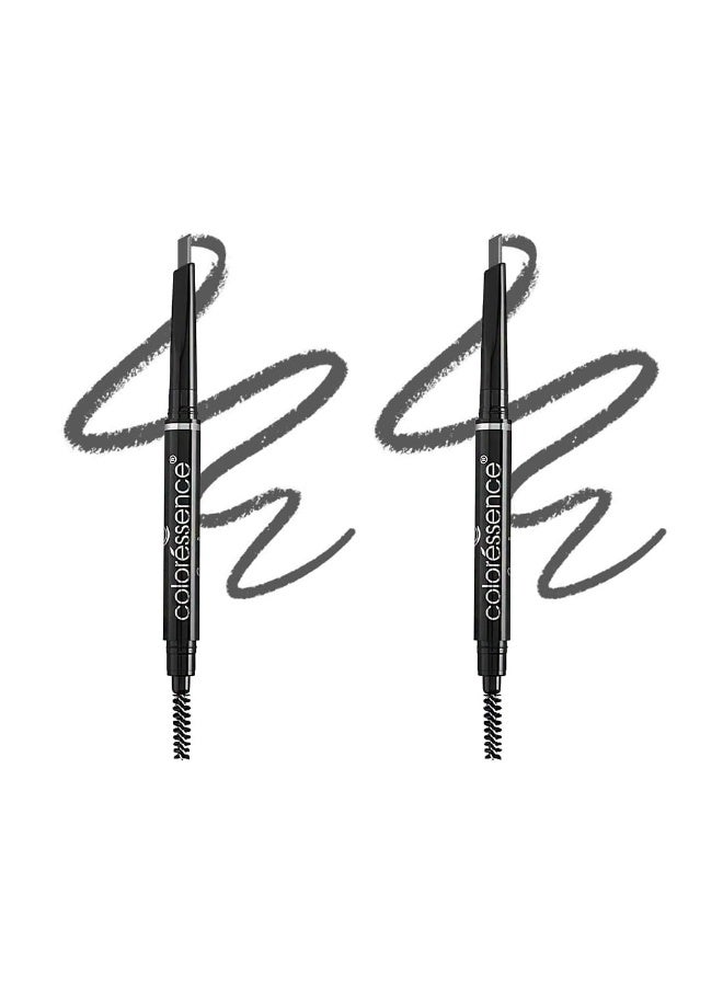 COLORESSENCE 2-IN-1 Expert Eyebrow Pencil | Brow pencil with shaping Spoolie | Lasts Upto 12hrs | Pigmented Eyebrow Pencil | Long Lasting & Natural Finish | 0.25gm Combo Grey - Image 1